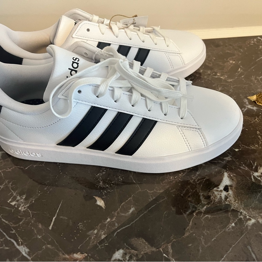 Adidas Men's White Sneakers-Grand Court-Size: 9